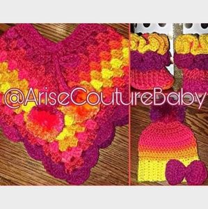 Crochet baby Booties/Poncho Sets